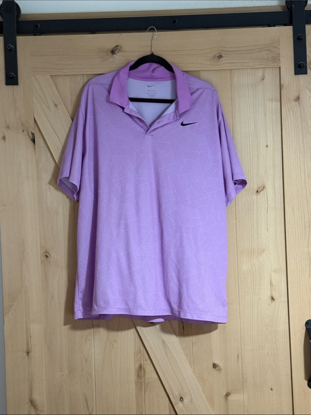 Nike Men's Lavender Polo Shirt with Black Swoosh